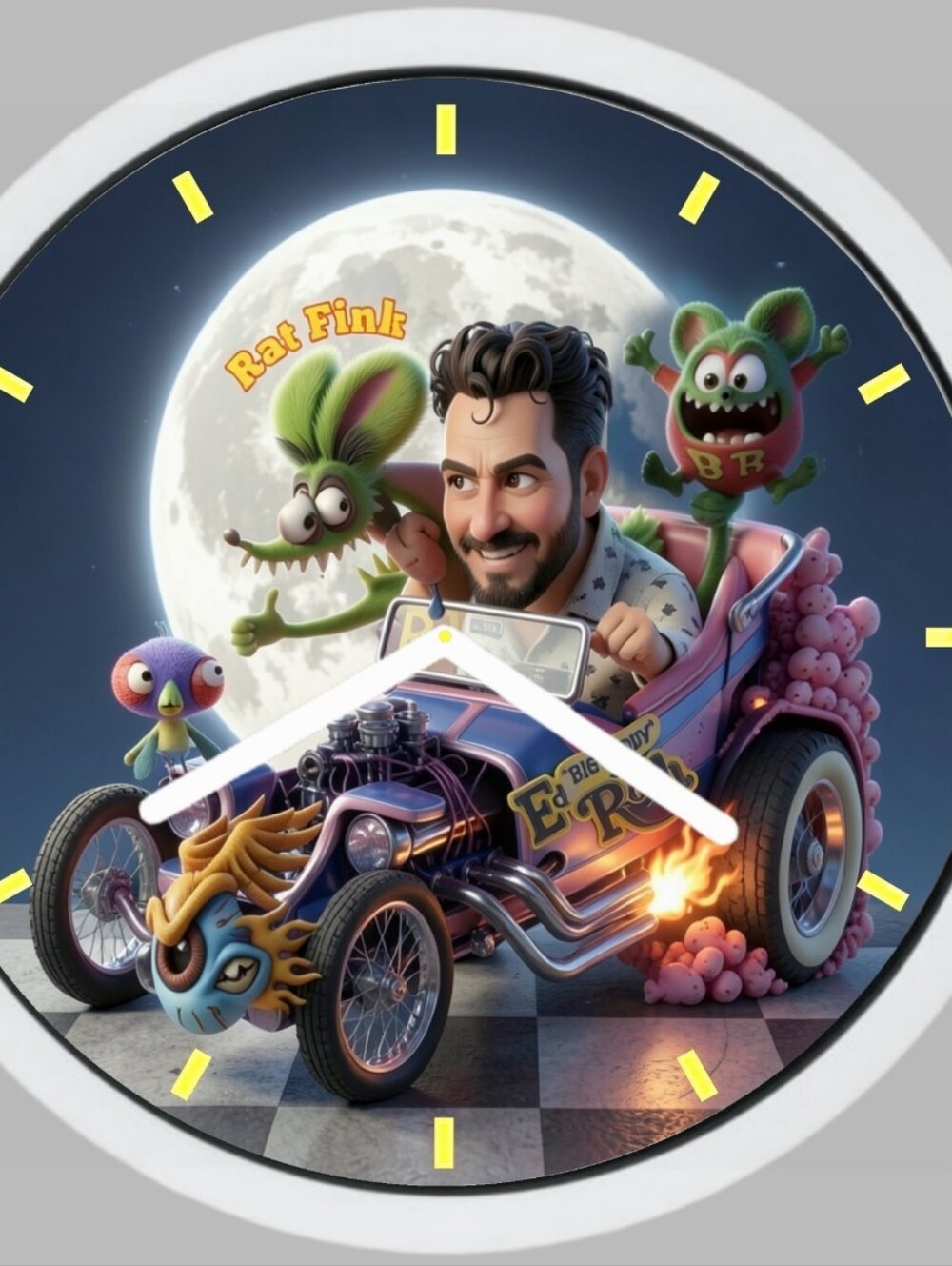 Ed Roth Rat Fink Flying Eye RugRat And Super Fly Art Design Clock - Picture 5 of 5